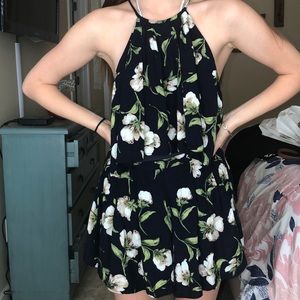 Floral blue romper